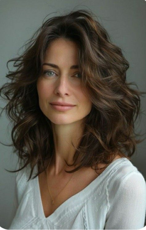 Mid Length Natural Wavy Hair, Mid Length Curly Haircuts For Round Faces, Soft Perms For Medium Length Hair, Shaggy Wavy Hair Mid Length, Shoulder Length Wavy Haircuts, Long Wavy Bob, Wavy Long Bob, Natural Curly Hair Cuts, Messy Bob Hairstyles