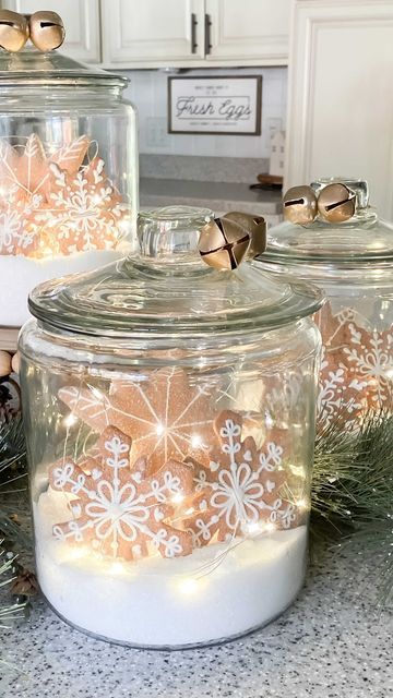 Large Jar Decorating Ideas, Hobby Lobby Decor Christmas Decorations, Hobby Lobby Christmas Crafts, Christmas Jars Decorations, Gingerbread Cookie Ornaments, Merry Christmas My Friend, Diy Christmas Cookies, Cookie Ornaments, Farmhouse Decor Diy