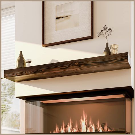 PRICES MAY VARY. A Grand Architectural Detail — Your fireplace floating mantel - fireplace mantle shelf 72 - fireplace mantels shelves are regal component to your living room decor. This wood mantle mount fireplace mantel 72 inches grounds your space as a focal point while boosting its style in traditional character Showcase Your Fondest Memories — Display your family photos, awards and artwork front and center on these fireplace mantles wood 72 inch floating shelf mantels over fireplace. Your g Natural Wood Fireplace, Floating Fireplace Mantle, Rustic Wood Mantle, Fireplace Mantle Shelf, Wood Fireplace Mantels, Mantel Shelves, Wood Mantle Fireplace, Fireplace Feature Wall, Electric Fireplace Mantle