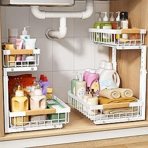 Under Sink Shelves, Under Sink Storage Ideas, Under Cabinet Organization, Bathroom Under Sink, Storage For Kitchen, Under Sink Organizer, Under Kitchen Sink, Bathroom Sink Organization, Under Kitchen Sink Organization