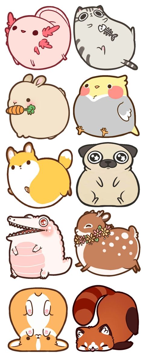 que bichinhos mais fofos Fat Animals, 강아지 그림, 카드 디자인, Animal Illustrations, Cute Animal Drawings Kawaii, Cute Kawaii Drawings, Kawaii Animals, Dessin Adorable, Cute Easy Drawings