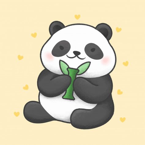 Cute panda bear cartoon Premium Vector | Premium Vector #Freepik #vector #baby #hand #children #nature Bear Cartoon, Cute Panda, Panda Bear, Green