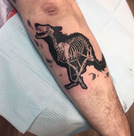 Dog Skeleton Tattoo, Skeleton Tattoo, Symbolic Meanings, Funky Tattoos, Western Tattoos, Dog Skeleton, Witch Tattoo, Skeleton Tattoos, Tattoo Portfolio