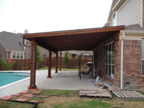 Shed Roof Patio Covers Gallery - Highest Quality Waterproof Patio Covers in Dallas, Plano and Surrounding Texas Tx. Shed Style Porch Roof, Outside Covered Patio Ideas, Back Porch Roof Ideas, Patio Roof Ideas Attached To House, Shed Roof Porch, Lean To Patio Cover, Patio Covers Attached To House, Patio Overhang Ideas, Patio Roof Extension Ideas