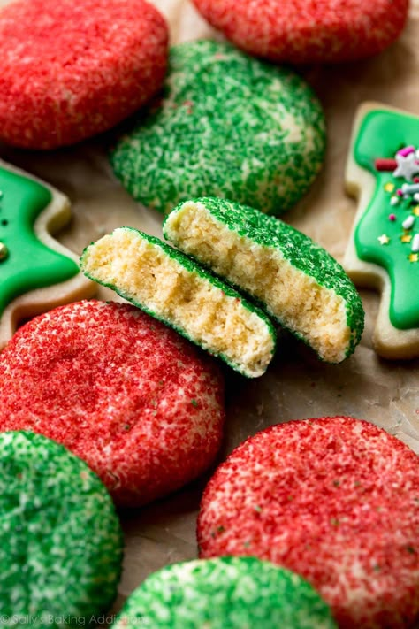 Cream Cheese Sugar Cookies, Sallys Baking, Lace Cookies, Sally's Baking, Christmas Sprinkles, Festive Cookies, Sugar Recipes, Soft Sugar Cookies, Christmas Tree Cookies