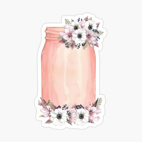 Jar Stickers, Cute Stickers, Crafts For Kids, Magnets, Clip Art, For Sale, Flowers, Pink