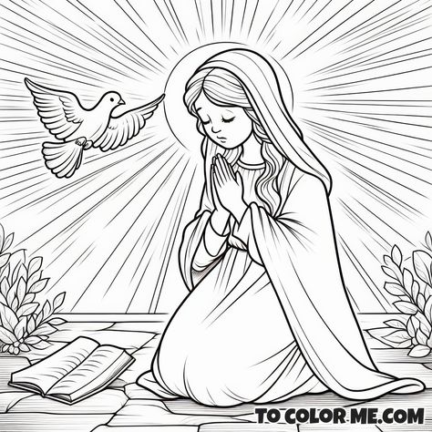 Queen of Confessors: Marian Coloring Page - https://www.tocolorme.com/?p=33037&utm_source=SocialAutoPoster&utm_medium=Social&utm_campaign=Pinterest Journey To Bethlehem, Mary Immaculate, Song Of Songs, Liturgical Seasons, Gospel Of Luke, The Blessed Virgin Mary, Queen Of Heaven, Lady Of Fatima, Catholic Kids