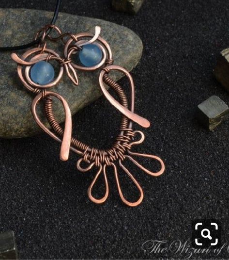 Copper Accessories, Wire Jewelery, Owl Pendant Necklace, Bijoux Fil Aluminium, Wire Jewelry Tutorial, Wire Jewelry Designs, Diy Wire Jewelry, Wire Work Jewelry, Wire Necklace