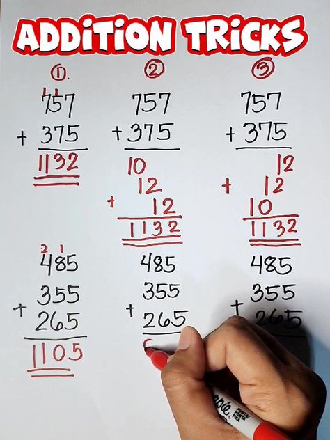 292K views · 13K reactions | Basic Math || Addition Tricks‼️ | Basic Math || Addition Tricks‼️ #math #mathteachergon #mathtutorials #mathtrick | By Math Tutorials | Facebook Addition Tricks, Mental Math Tricks, Math Tutorials, Math Addition, Math Methods, Mental Math, Math Tricks, Basic Math, Math For Kids