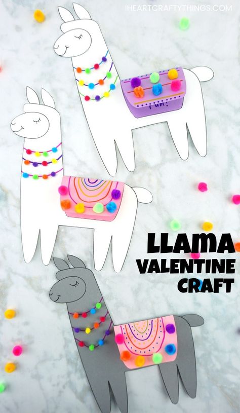 Llama Valentine Craft for Kids Llama Craft, Continent Boxes, Llama Party, Trolls Party, Valentine Craft, Valentine's Party, Valentine's Day Crafts For Kids, Valentine Crafts For Kids, Mothers Day Crafts For Kids