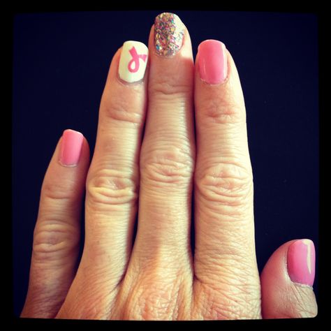 Loving the double accent nails! Sparkle nail and pink ribbon nail Pink Ribbon Nails, Awareness Nails, Pink Pride, Nails Sparkle, Organ Donor, Paired Jewelry, Nail Time, Pink Stuff, Awesome Nails