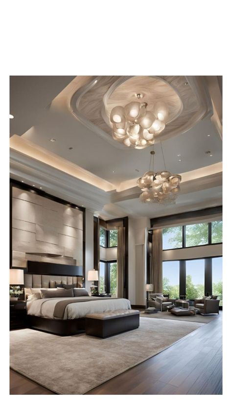 Modern Luxury Bedroom Design, Luxury Ceiling Design, Luxury Bedroom Furniture, Luxury Bedroom Decor, Big Bedrooms, Modern Luxury Bedroom, Luxury Bedroom Design, Bedroom False Ceiling Design, Ceiling Design Bedroom