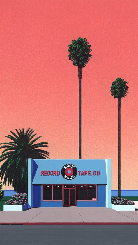 http://electricobjects.tumblr.com/post/105895876569/hiroshi-nagai Electric Objects, Hiroshi Nagai, Vaporwave Art, City Pop, Retro Art, Iphone Wallpapers, Palm Trees, Pixel Art, Pop Art