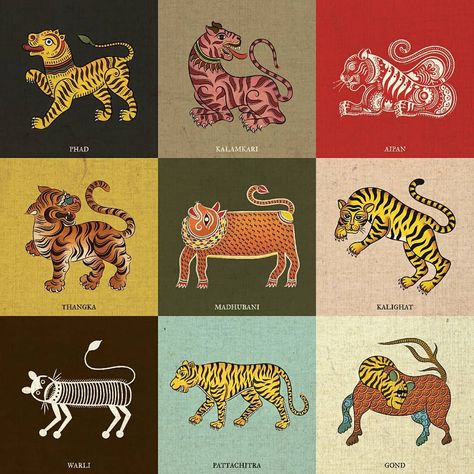 Warli Art Tattoo, Indian Tiger, Indian Animals, Indian Illustration, Tiger Illustration, Indian Tattoo, Sketch Notes, Indian Folk Art, Tiger Art