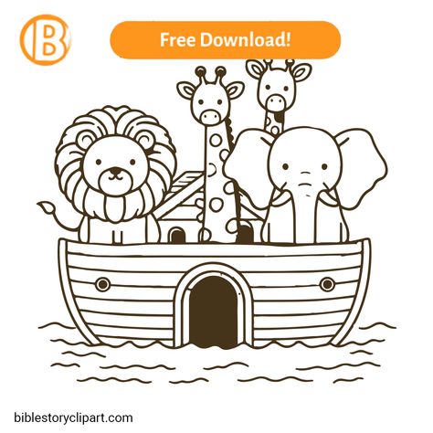 Animals in Noah's Ark Coloring Page Noahs Ark Quilt Pattern, Noah's Ark Coloring Pages, Sunday School Coloring Sheets, Bible Clipart, Noahs Ark Animals, Bible Verse Coloring Page, Bible Verse Coloring, Noah S Ark, Animal Sewing Patterns