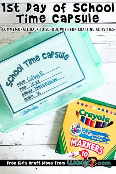 First Day of School Time Capsule Back To School Time Capsule, School Time Capsule, Time Management Ideas, School Kids Activities, Wake Ideas, Fun Worksheets, Printable Activities For Kids, Printable Scrapbook Paper, Mini Lessons