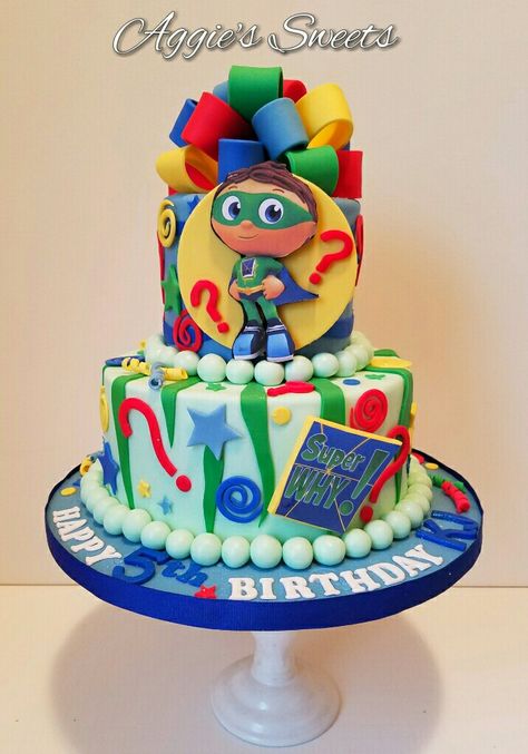 Super Why! Birthday Cake Superwhy Birthday Party, Super Why Cake, Super Why Birthday Party, Super Why Party, Super Why Birthday, Peppa Pig Birthday Party Decorations, Birthday Cake Design Ideas, Kids Party Planning, Super Why