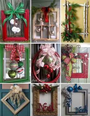 100+ Easy and Creative DIY Recycled Christmas Decorations - Holidappy Diy Christmas Pictures, Recycled Christmas Decorations, Christmas Picture Frames, Picture Frame Crafts, Christmas Frames, Noel Christmas, Christmas Wreaths Diy, Holiday Diy, Christmas Deco