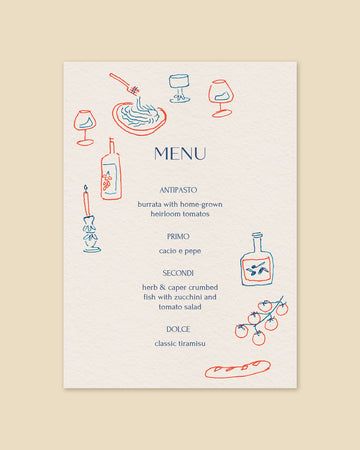 Handmade Menu Card, Dinner Party Menu Design, Party Menu Design, Dinner Menu Design, Dinner Party Menu Ideas, Quirky Invitations, Menu Design Inspiration, Italian Dinner Party, Menue Design