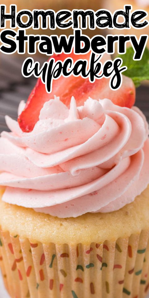 These amazing fluffy Strawberry Cupcakes are made with fresh strawberries. This is the best Strawberry Cupcakes recipe ever! It is the only one that I have used for years! Made with fresh strawberries and simple ingredients this homemade strawberry cupcake recipe will be a hit with anyone who tries them. Best Strawberry Cupcakes, Homemade Strawberry Cupcakes, Strawberry Cupcake Recipe, Strawberry Cupcakes Recipe, Strawberry Cupcake Recipes, Strawberry Cupcake, Easy Cupcake Recipes, Cupcake Pans, Cupcake Recipe