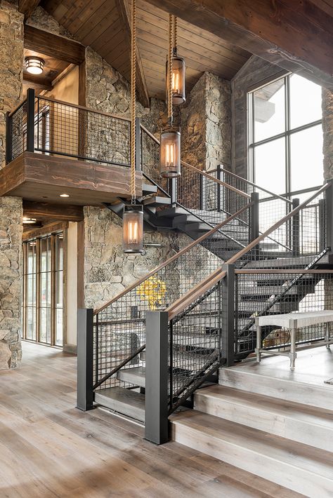 House Tour: Utah Ranch House by LMK Interior Design | Utah Style Industrial Staircase, Hgtv Designers, Interior Minimalista, Industrial Interior Design, Industrial House, Staircase Design, Stairs Design, Barn House, Ranch House