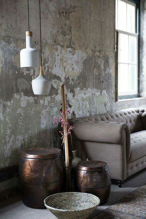 Cement Walls, Distressed Walls, Industrial Living, Peeling Paint, New Wall, Home Fashion, Wabi Sabi, Vintage Home Decor, Home Decor Inspiration