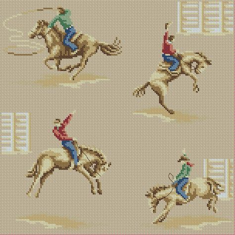 Lucie Heaton Cross Stitch Designs, via Flickr Cowboy Cross Stitch Patterns, Cross Stitch Cowboy, Cowboy Cross Stitch, Horse Cross Stitch, Cross Stitch Cow, Cowboy Cross, Cowboy Embroidery, Cross Stitch Horse, Native American Patterns