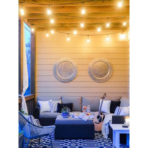 Porch String Lights, Gazebo Lighting, White Gazebo, White Porch, Hanging String Lights, Led String Lights Outdoor, Balcony Lighting, Waterproof Led Lights, Patio Lights