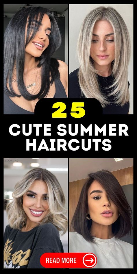 Cute Summer Haircuts: 25 Ideas for Women in Their 30s and 40s - Short to Long Hair Trends Summer 2024 Haircut Trends, Summer 2024 Hair Trends For Women, Hair Styles For Women In Their 40's, Summer Haircuts 2024, Cute Summer Haircuts, Women In Their 40s, Women In Their 30s, Summer Hair Trends, Long Hair Trends