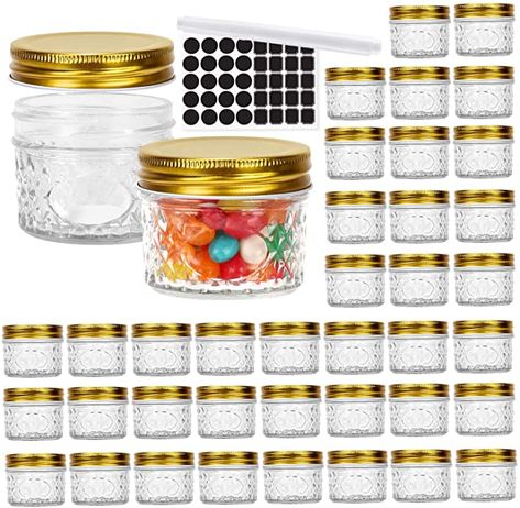 Amazon.com: 40 Pack 4 oz Glass Mason jars With Regular Lids, 120 ml Canning Jars Containers for Jam, Honey, Candies, Wedding Favors, Decorations, Baby Foods. Included 1 Pens and 80 Labels.: Home Improvement Menu For Baby Shower, Diy Magnetic Spice Jars, Magnetic Spice Jars, Diy Juice, Wedding Food Drink, Mini Mason Jars, Magnetic Spice, Bulk Candles, Baby Shower Brunch