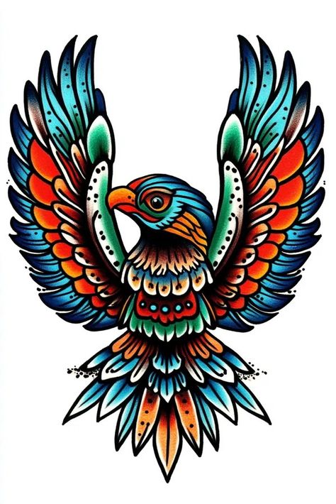 Tattoo idea: tattoo sketch A phoenix with wings transitioning into 1 American Traditional Wings, Neo Traditional Phoenix Tattoo, Traditional Phoenix Tattoo, Phoenix Feather Tattoos, Tatoo Styles, Symmetrical Tattoo, Tarot Card Tattoo, Idea Tattoo, Phoenix Feather