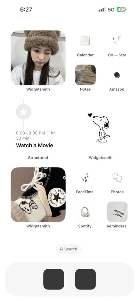 Homescreen Layout Ideas Iphone, Korean Homescreen, Minimalist Phone Layout, Minimalist Home Screen, Korean Phone Layout, Korean Home Screen Layout, Minimalistic Phone Layout, Iphone Home Screen Layout Kpop, Android Minimal Homescreen