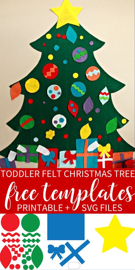 Felt Christmas Tree Patterns & Cut Files - That's What {Che} Said... Felt Tree Pattern, Felt Christmas Tree Pattern, Diy Felt Christmas Tree, Crafted Gifts, Christmas Tree Template, Felt Tree, Christmas Tree Decorations Diy, Tree Tree, Felt Christmas Tree