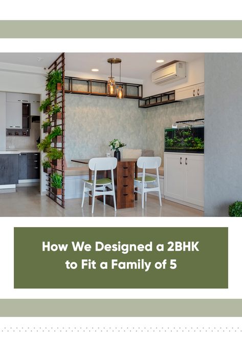 This 2BHK is designed with so make smart space-optimisation hacks that it happens to be a perfect fit for 5 people. 2.5 Bhk Interior, 2bhk Flat Interior Design, Flat Interior Design, Indian Bedroom Decor, Indian Bedroom, Flat Interior, Family Of 5, Living Room Sofa Design, Indian Gowns