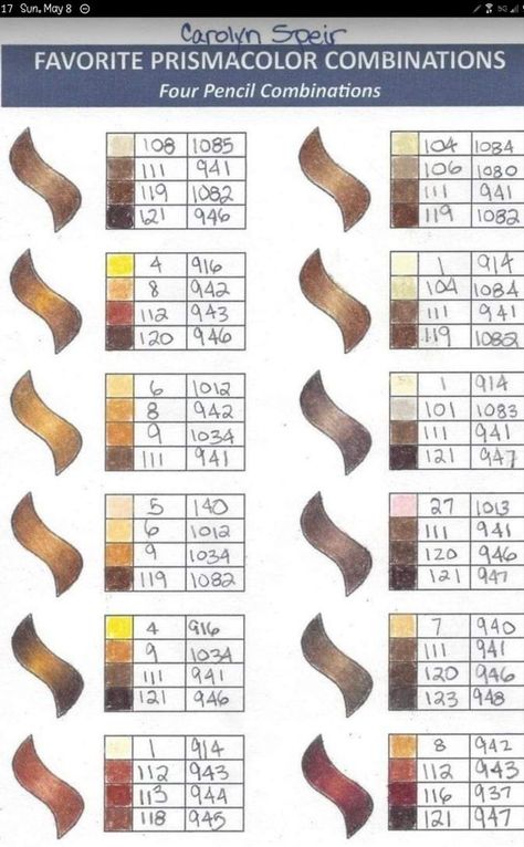 Coloring Hair With Prismacolor Pencils, Prismacolor Hair Color Combinations, Prismacolor Color Combinations Chart, Prismacolor Techniques, Prismacolor Palette, Color Guru, Prismacolor Combos, Colored Pencil Art Projects, Blending Colored Pencils