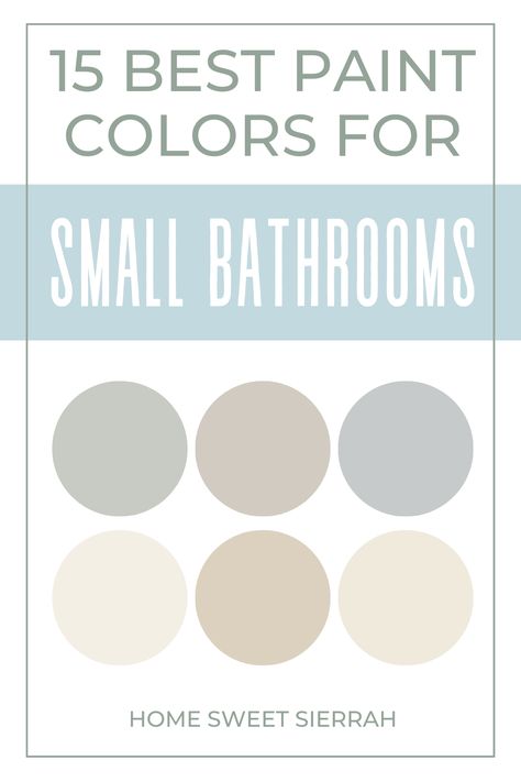 15 Best Paint Colors For Small Bathrooms Without Windows - homesweetsierrah.com Beach Bathroom Colors Paint, Upstairs Guest Bathroom, Color Ideas For Bathroom Walls, White For Bathroom Walls, Neutral Bathroom Vanity Colors, Small Bathroom Paint Ideas Farmhouse, Sherwin Williams Half Bath Paint Colors, Bathroom Color Sherwin Williams, Bathroom Cupboard Colors