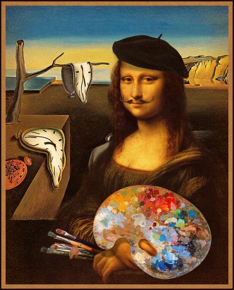 Mona Friends, Lisa Smile, Mona Lisa Parody, Mona Lisa Smile, Art Parody, American Gothic, Italian Artist, Classical Art, Salvador Dali