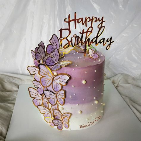 Butterfly Cake by Baked by Chy Happy Birthday Cake Cute Butterfly Birthday Cakes, Butterfly Birthday Cake For Women, 17 Birthday Cake, Butterfly Birthday Cakes, Birthday Baking, Butterfly Birthday Party, 21st Birthday Cakes, Butterfly Cake, Leo Birthday