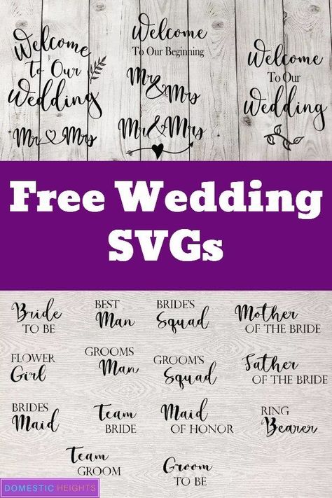 Diy Wedding Decorations Using Cricut, Silhouette Cameo Wedding Projects, Wedding Svg Free, Free Wedding Svg Files For Cricut, Wedding Svg Files Free, Cricket Wedding Projects, Cricut Wedding Gift Ideas, Wedding Cricut Ideas, Cricut Wedding Projects