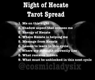 Tarot Spreads Hecate, Night Of Hekate, Hekate Tarot Spread, Hecates Night, Hecate Tarot Spread, Working With Hecate, Goddess Of Witchcraft, New Moon In Scorpio, Goddess Hekate