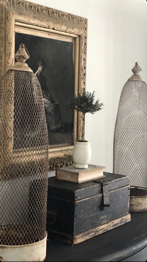 Restauration Hardware, Interior Vignette, Cloche Decor, Vignette Styling, French Country Style, Dream Decor, Rustic Elegance, My New Room, Beautiful Interiors