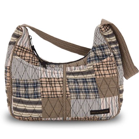 PRICES MAY VARY. Country American Patchwork: Ashmont is our timeless palette of warm grey, antiqued tan, and vintage white quilted cotton fabrics in plaids and stripes in a traditional American patchwork layout. Sized Just Right: Not too big and not too small, the Blakely quilted purse measures 11" wide, 9.5” high at the sides (7" in the middle), and 4" deep. It’s the perfect size hobo-style pocketbook to carry everything you need, and the secure top zipper closure keeps your belongings safe ins Downtown Outfits, Casual Preppy Outfits, Fabric Purses, Quilted Purses, Americana Fashion, Hobo Shoulder Bag, Lightweight Quilt, Hobo Style, Fire Fits