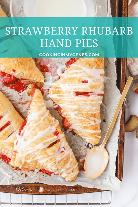 Strawberry Rhubarb Puff Pastry Recipes, Rhubarb Hand Pies, Strawberry Rhubarb Tarts Recipe, Mini Strawberry Rhubarb Pie, Rhubarb Hand Pies Recipes, Strawberry Rhubarb Hand Pies, Strawberry Rhubarb Puff Pastry, Rhubarb Strawberry Recipes, Frozen Rhubarb Recipes