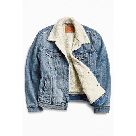 Levi's Denim Sherpa Jacket (6,470 INR) ❤ liked on Polyvore featuring men's fashion, men's clothing, men's outerwear, men's jackets, outerwear, jackets, tops, coats & jackets, mens denim jacket and mens sherpa jacket Sherpa Denim Jacket Outfit Men, Mens Sherpa Jacket, Levis Sherpa Jacket, Sherpa Jean Jacket, Denim Sherpa Jacket, Mens Fashion Denim, Men's Denim Style, Sherpa Denim Jacket, Sherpa Lined Denim Jacket