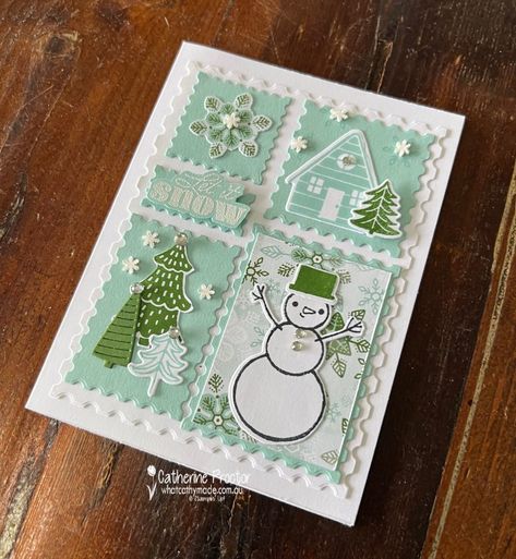 Stampin Up Cards Newest 2024-2025, 30 Days Of Christmas, Spellbinders Christmas Cards, Holiday Cards Handmade, Collage Cards, Christmas Card Making, Bloom Where Youre Planted, Stampin Up Christmas Cards, Christmas Town