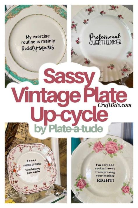 Old Dishes Repurpose, Old China Craft Ideas, Vintage Plate Repurpose, Things To Do With Old Plates, China Plate Crafts, Vintage China Crafts, Upcycle Old Plates, Old Plates Crafts Diy Projects, Old Dishes Crafts Diy Projects