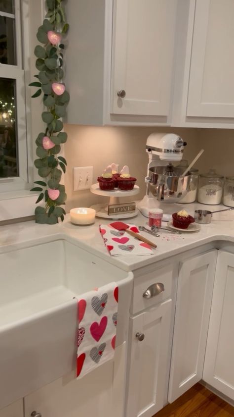 Valentines Baking and Valentines Decor #valentinesday2023 #amazonhome Valentine’s Day Decor Aesthetic, Valentine Kitchen Decor Ideas, Valentines Kitchen Decor, Valentine Kitchen Decor, Valentines Day Kitchen, Valentines Kitchen, Ikea Kitchen Organization, Valentines Home Decor, Valentines Day Home Decor