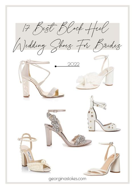 Pin leading to a blog article showcasing 17 block wedding shoes for brides Art Deco Wedding Shoes, Wedding Dress Shoes Heels, Wedding Heels Brides, Block Heel Wedding Shoes, Wedding Sandals Heels, Wedding Shoes Block Heel, Block Heels Wedding, Wedding Sandals For Bride, Ivory Heels Wedding