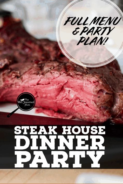 How to entertain with steak house mastery. Menu, plan and decorating ideas make your at home dinner party the most luxurious and easiest ever. #steakdinner #dinnerparty #steakhouse #celebrationdinner At Home Dinner Party, Healthy Steak Dinner, Grilled Steak Dinner, Supper Club Menu, Steak House Menu, Home Dinner Party, 7 Course Meal, Steak Menu, Healthy Steak