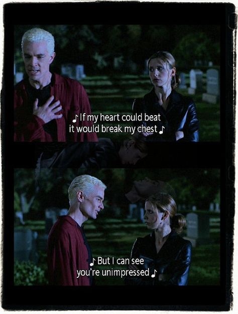 Spike singing Rest in Peace. Once More With Feeling. Buffy the Vampire Slayer. Buffy Musical Episode, James Masters, Once More With Feeling, Buffy Spike, Buffy Quotes, Spike Buffy, James Marsters, Buffy Summers, Joss Whedon